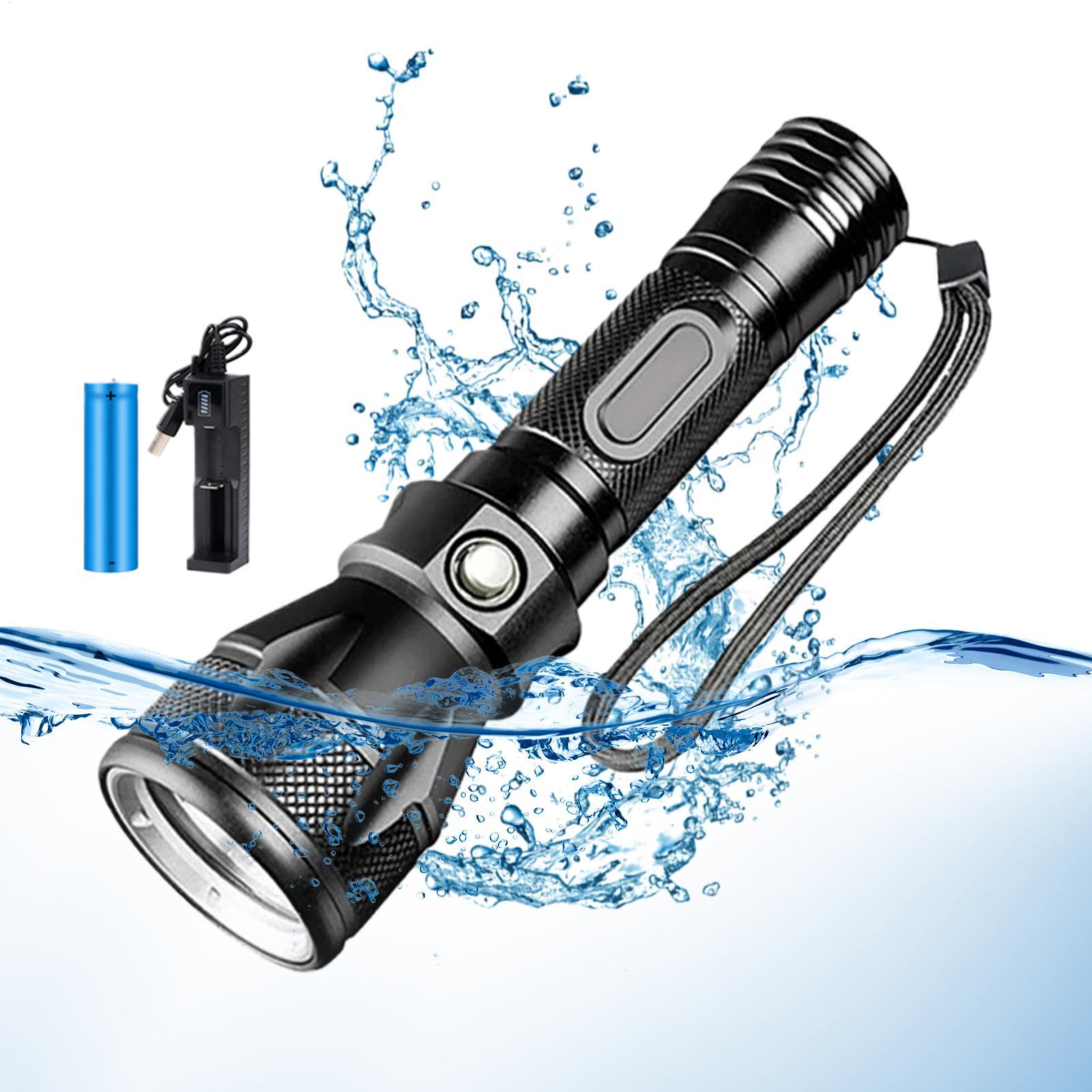 Outdoor Lighting Permanent - 3-Modus Leistungsstarke Wiederaufladbare Wasserdichte LED-Tauchlampe Tragbare
