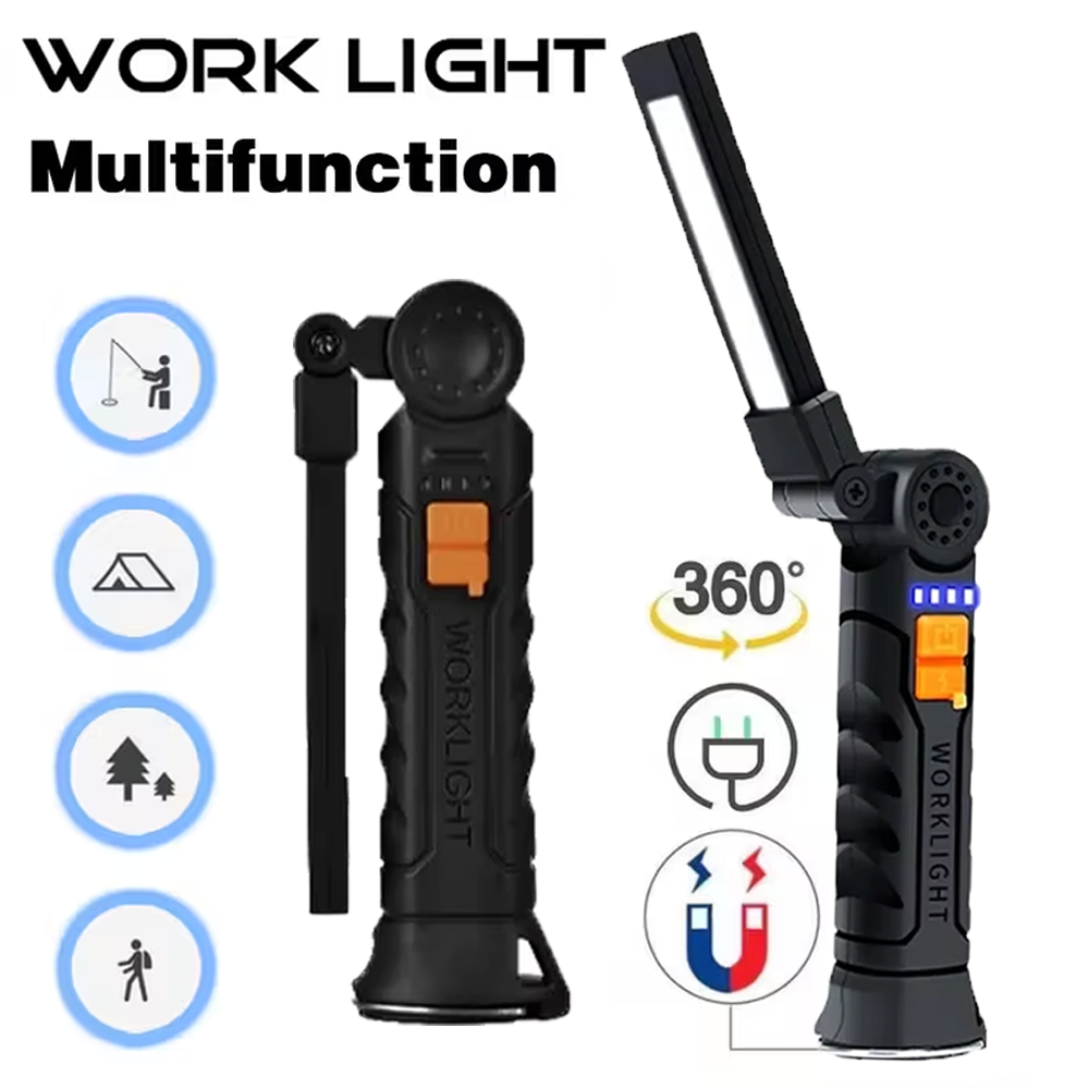 Lighting Fixture Outdoor - Tragbare COB-LED-Taschenlampe, wiederaufladbare USB-Taschenlampe mit magnetischer