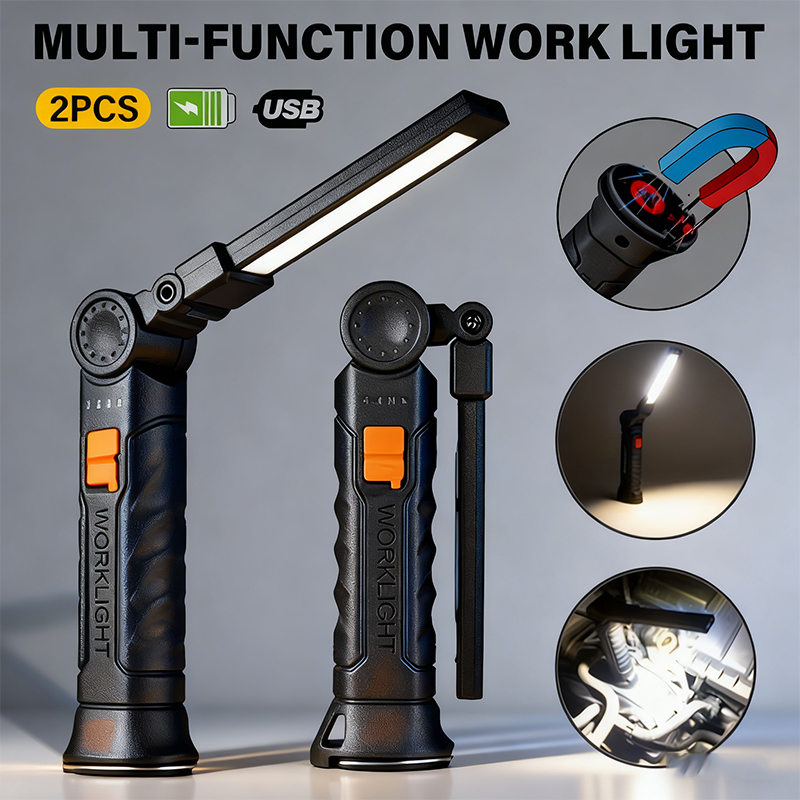 Lighting Fixture Outdoor - Tragbare COB-LED-Taschenlampe, USB wiederaufladbar, Arbeitsleuchte, magnetische