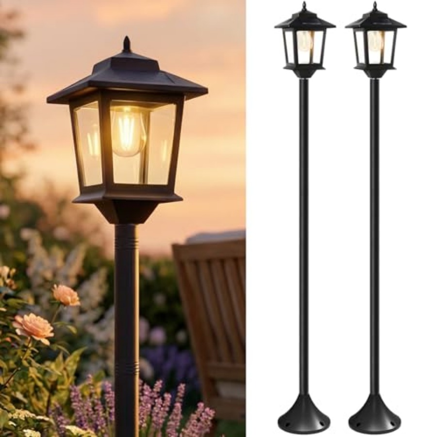 Outdoor Lighting Solar - Solar-Pfostenleuchten für den Außenbereich, 2er-Pack 63