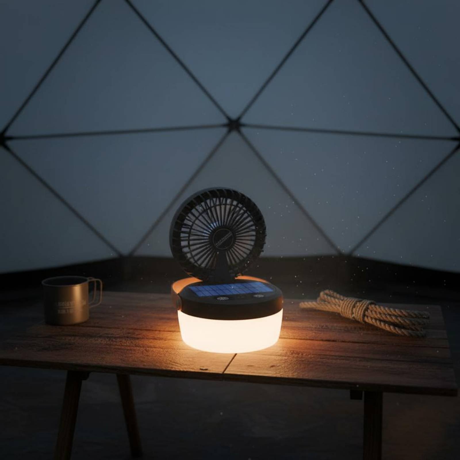 Outdoor Lighting Design - Solar-Camping-Ventilator-Laterne, faltbares Design, dreifach funktionale Campinglaterne,