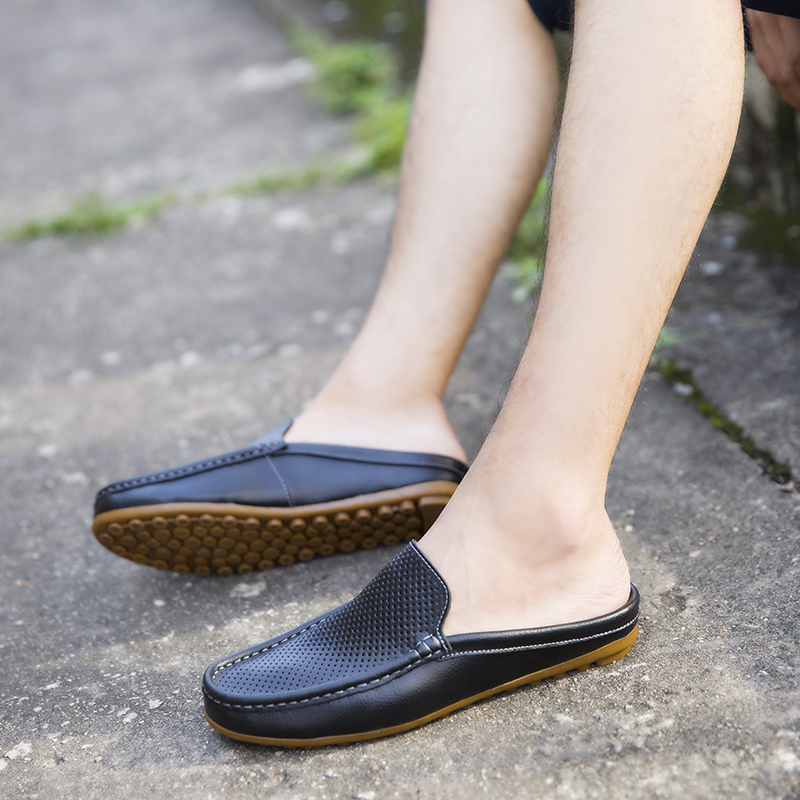Outdoor Lighting Design - Sommerliche Herren-Slipper aus echtem Leder –