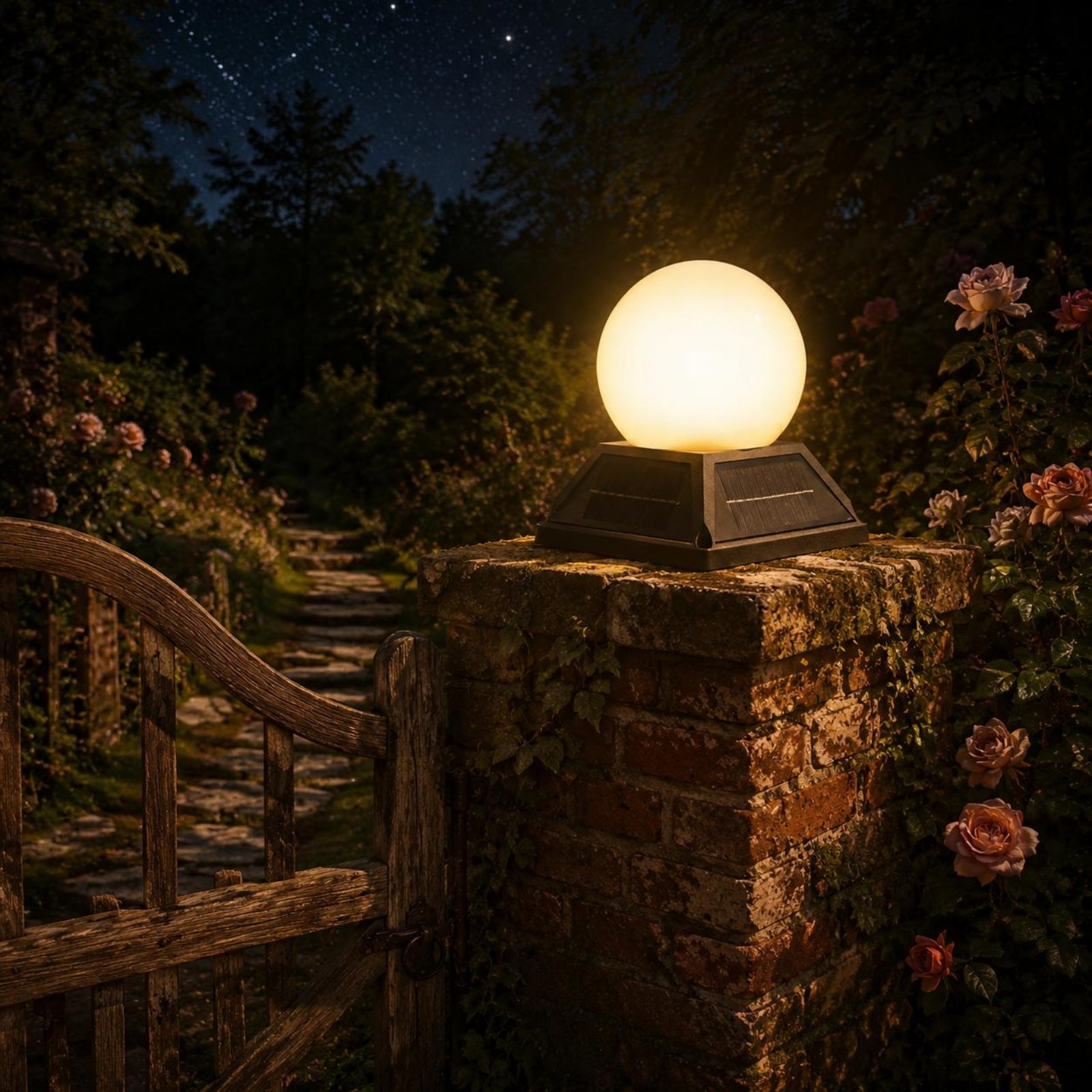Outdoor Lighting Globes - Solar-Pfostenkappenleuchte mit kabellosem Controller, Solar-Säulenleuchte, Pfostenkappenlampe,