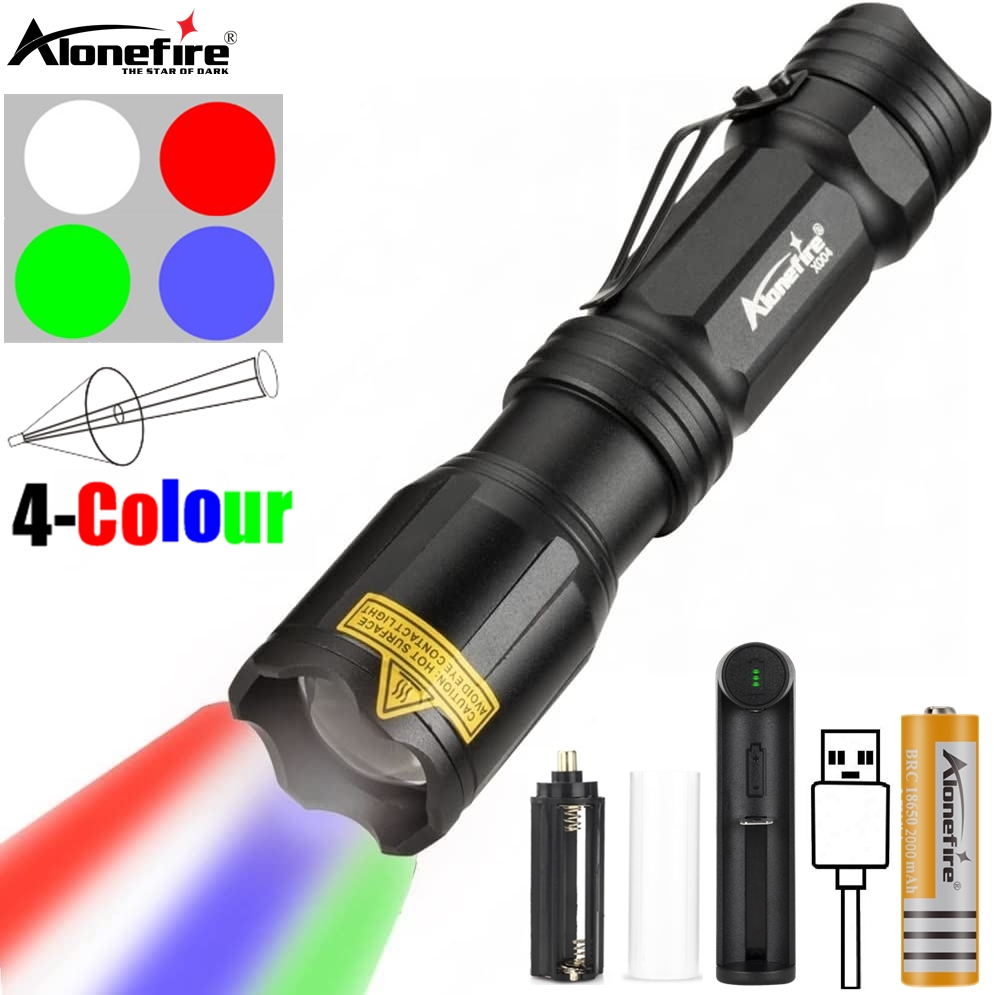 Outdoor Lighting In Photography - Zoom 4-Farben-LED-Taschenlampe Weiß/Rot/Grün/Blau Outdoor-Beleuchtung Angeln Camping