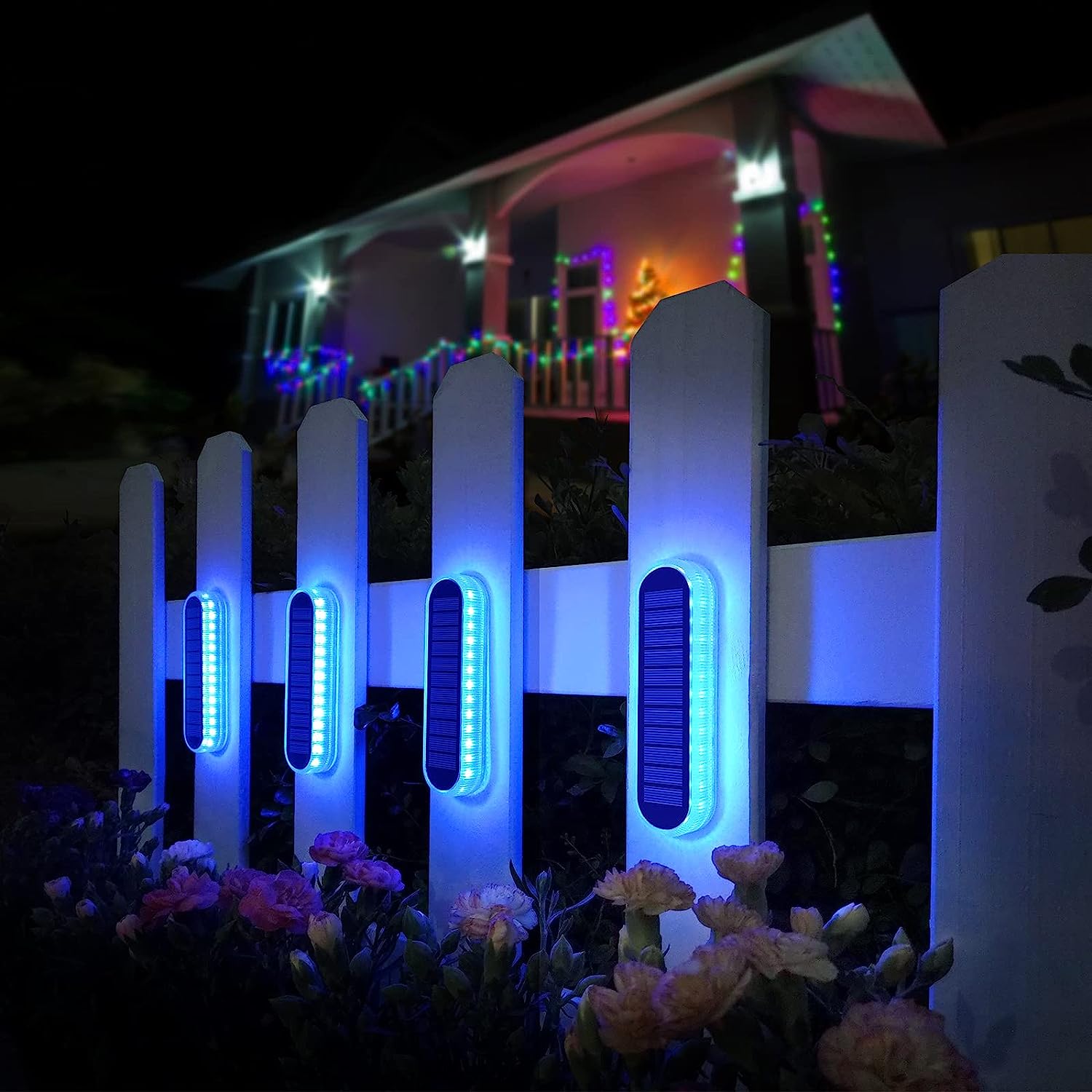 Outdoor Lighting On Stairs - 5 Jahre Lebensdauer, 4er-Pack Solar-LED-Terrassenleuchten, blau,