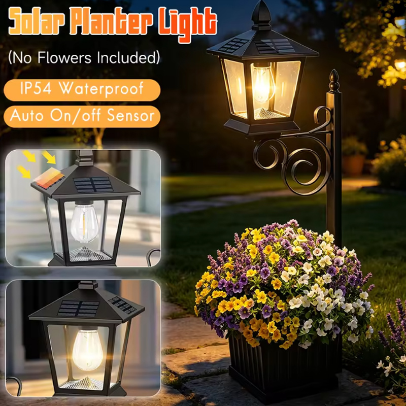 Outdoor Lighting Solar - 2-in-1 Solar-Gartenpflanzgefäß-Lampe Warmweiß Außenbeleuchtung Wasserdicht Vielseitig