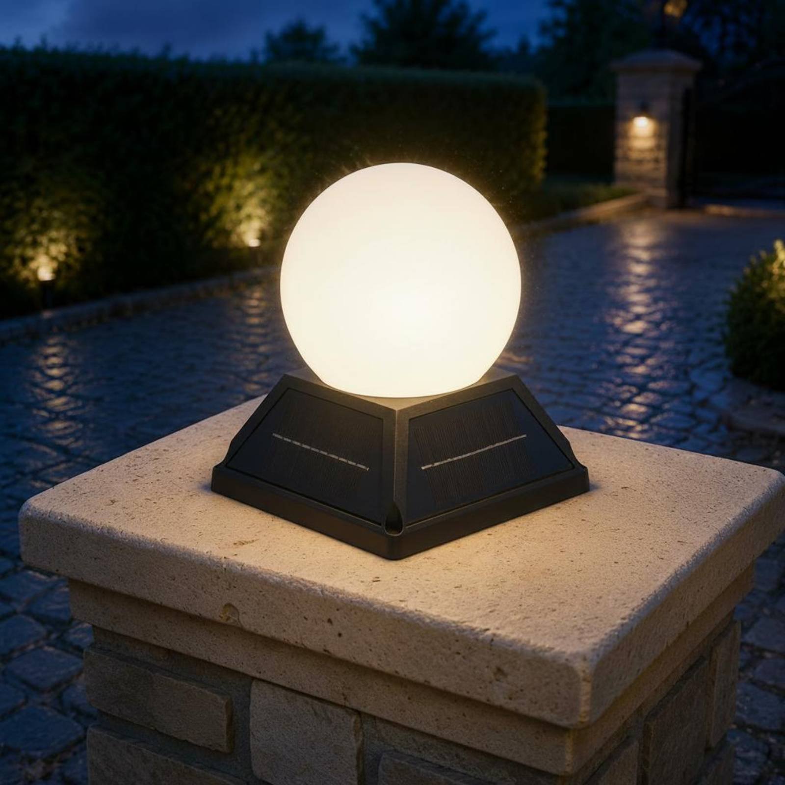 Solar-Pfostenkappenleuchte mit – Outdoor Lighting Globes Bewertung und Preis